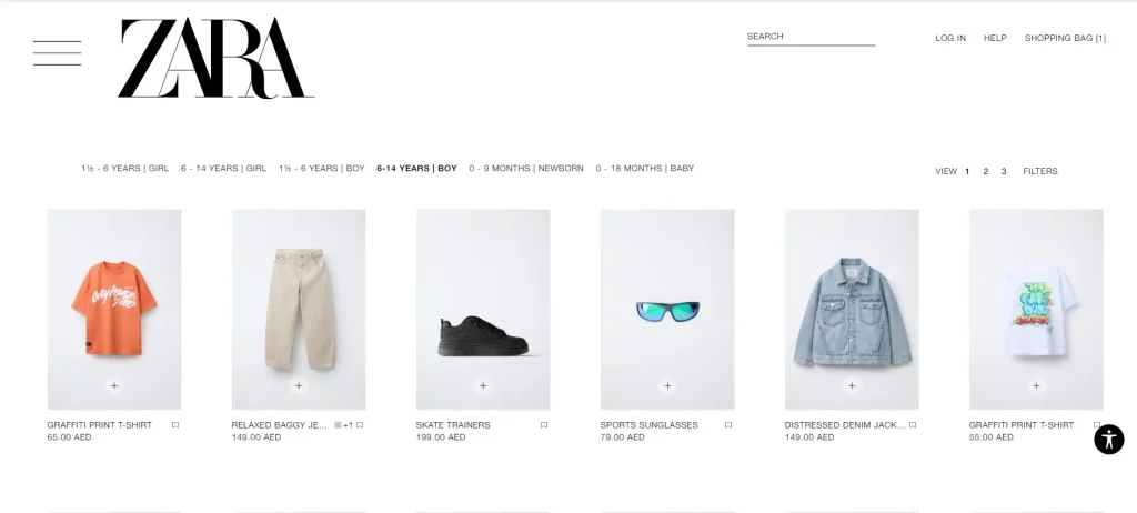 ZARA Website- e-commerce website redesign