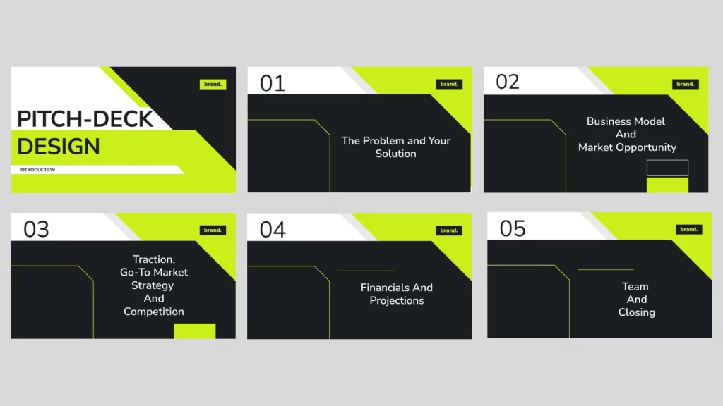Format of pitch deck design