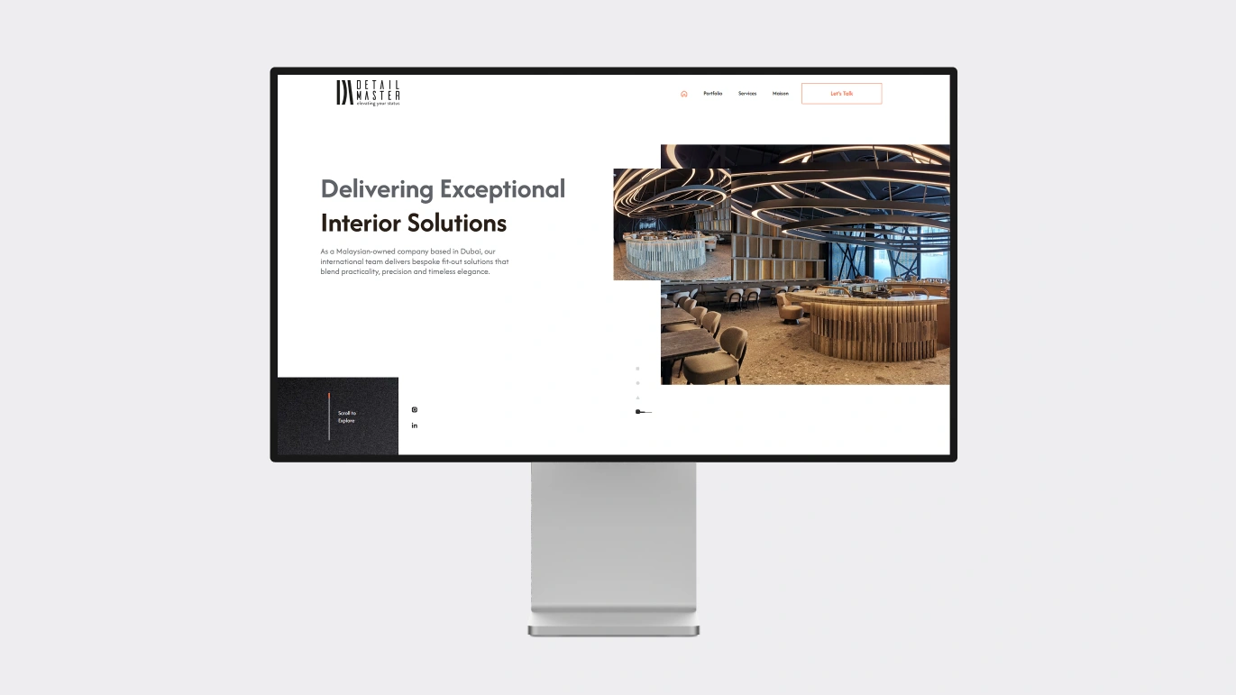 Detail Master Website UI Design – Pixtar UI/UX Design Dubai Detail Master interior design website UI design by UI/UX design company Dubai Pixtar