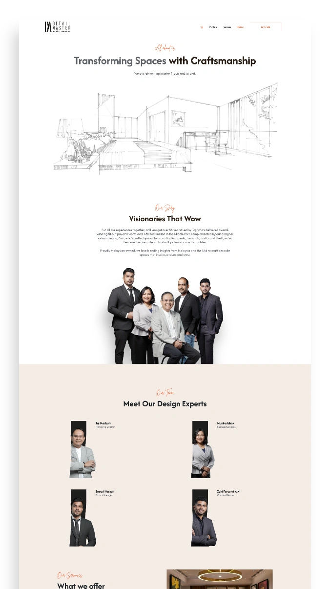 Detail Master Mobile Website Design – Pixtar Web Design Dubai Detail Master interior design studio mobile website design by Pixtar Dubai